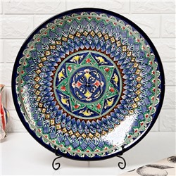 Ляган узбекский Риштанская керамика «Узоры» для плова, 43 см, разноцветный