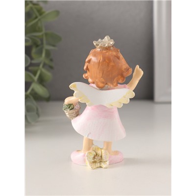 Фигурка полистоун «Принцесса-ангел в розовом платье с корзинкой цветов», 7×4×10 см
