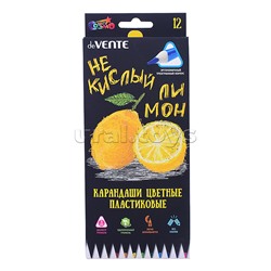 Карандаши цветные пластиковые "Juicy Black" 12 цв., 2М, диаметр грифеля 3 мм, трёхгранный