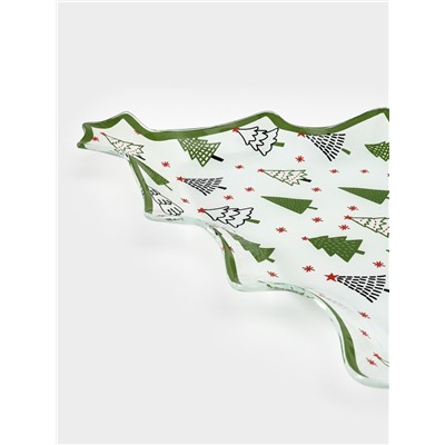 Блюдо сервировочное новогоднее Доляна «Ёлочка», 24.5×24.7×2 см, стекло, белое