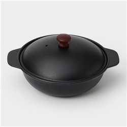 Жаровня, 2 л, d=24 см, с крышкой крышка, чугун, чёрная