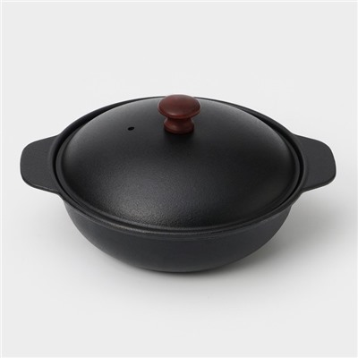 Жаровня, 2 л, d=24 см, с крышкой крышка, чугун, чёрная