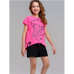 Комплект трикотажный для девочек: фуфайка (футболка), шорты