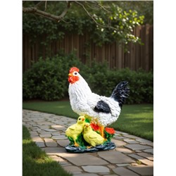 Садовая фигура из полистоуна «Курица с цыплятами», 33×17×25 см