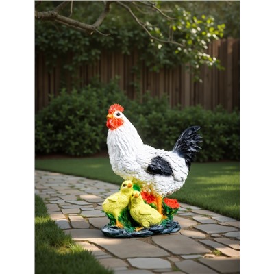Садовая фигура из полистоуна «Курица с цыплятами», 33×17×25 см