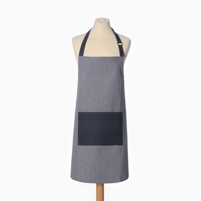 Фартук «Этель» джинсовый в полоску, синий, 65% хлопок, 35% п/э