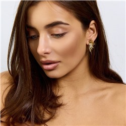 Серьги ювелирная бижутерия Итальянское золото (покрытие желтое 14к) , вставка: фианиты, цвет: прозрачный, арт.217.433