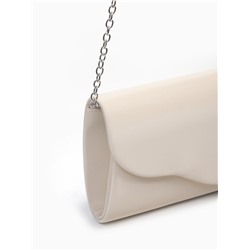 Сумка-клатч женская вечерняя на магните, на цепочке, однотонная, кремовая