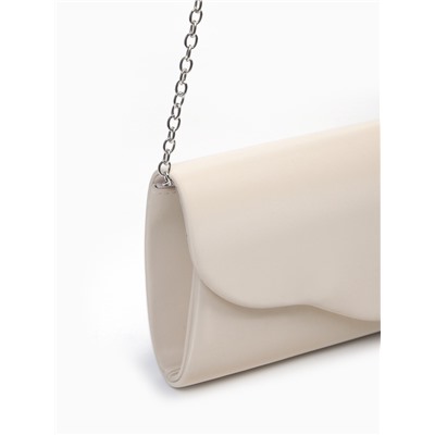 Сумка-клатч женская вечерняя на магните, на цепочке, однотонная, кремовая
