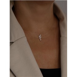 Колье на леске из серебра с фианитами родированное - Змейка ЛС-030-02кр