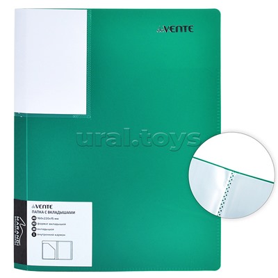 Папка с 020 вкладышами A5 "Marandi" A5 (160x220х15 мм) 500 мкм, фактура "песок" с внутренним карманом А5 160 мкм, вкладыши 30 мкм, индивидуальная упаковка, непрозрачная аквамариновая