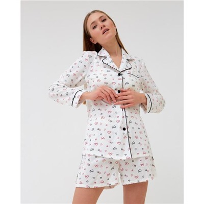 Пижама женская (рубашка, шорты) MINAKU: Light touch, размер 50, белая