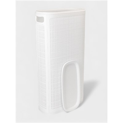 Плетёная корзина для белья с крышкой «Лён», 60 л, 43×20×80 см, белая