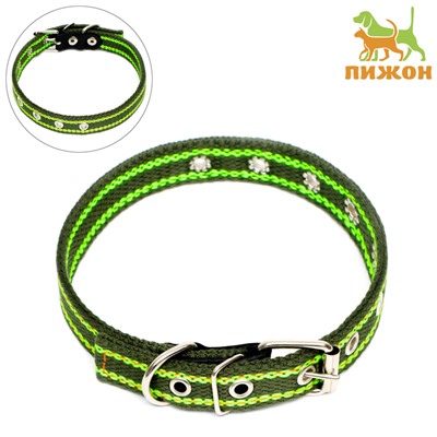 Ошейник брезентовый безразмерный двухслойный, 50×2 см, ОШ 22-45 см, хаки/зелёный