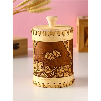 Туес шитый «Осень», банка для хранения, береста