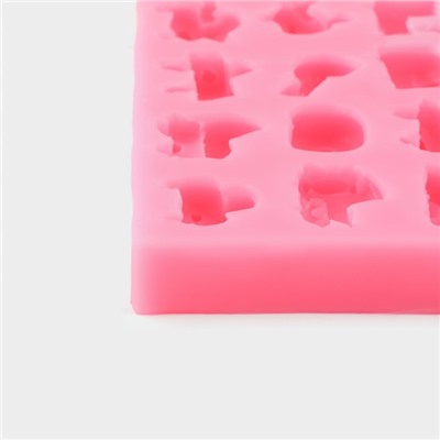 Молд для заливки «Машинки», силикон, 14.5×8.8×1.8 см, розовый