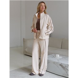 Свободный бомбер с лампасами на молнии из петельчатого футера двухнитки с эластаном