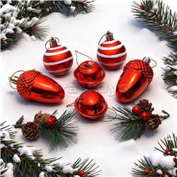 Набор новогодних украшений "Новогодние радости" (8шт х 22,5см)в пакете