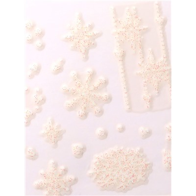 Наклейки для ногтей «Блестящие узоры», объёмные, с блёстками, белые