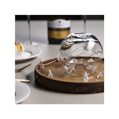 Гирлянда «Нить» 2 м роса с насадками «Снежная ёлочка», IP20, серебристая нить, 20 LED, 2 режима, батарейки ААх2 (нет в комплекте), свечение белое