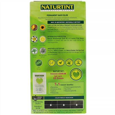 Naturtint, Стойкая краска для волос, коричнево-черная 2N, 165 мл (5,6 жидкой унции)