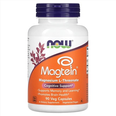 Now Foods, Magtein, L-треонат магния, 90 растительных капсул