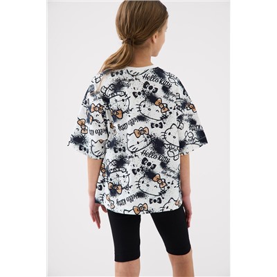 Комплект трикотажный для девочек: брюки (легинсы укороченные), фуфайка (футболка) PLAYTODAY, 1240139