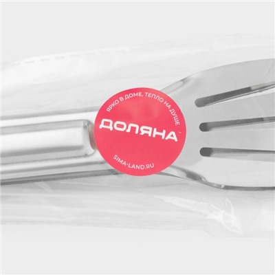 Щипцы кухонные Доляна «Яркость», 28.5×4.5 см, нержавеющая сталь, 201 марка стали, красные