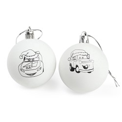 УЦЕНКА Набор для творчества Елочные шары под раскраску Тачки + краски, набор 2 шт.