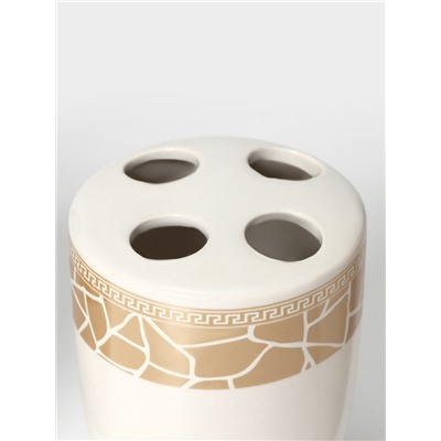 Аксессуары для ванной Доляна «Мрамор», 3 предмета, дозатор с подставкой 550 мл, 2 стакана, белые