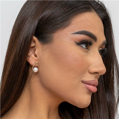 Серьги ювелирная бижутерия коллекция "Дубай" покрытие: позолота, вставка: жемчуг, 4005, Уценка, арт.08.4055 ( 216.368)