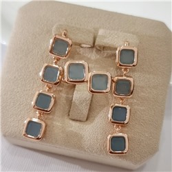 Комплект ювелирной бижутерии коллекция "Дубай" серьги и кольцо 17 р, покрытие позолота, вставка: стекло, цвет: голубой, арт.313.491-17