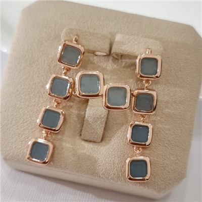 Комплект ювелирной бижутерии коллекция "Дубай" серьги и кольцо 18 р, покрытие позолота, вставка: стекло, цвет: голубой, арт.313.491-18