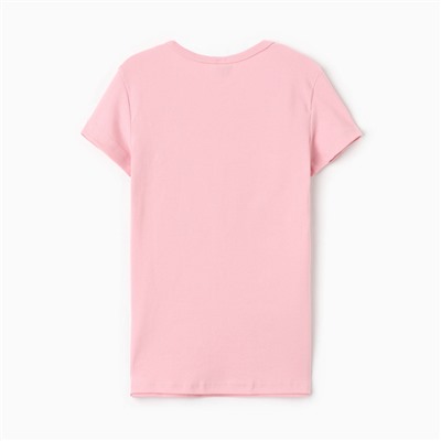 Футболка женская О-образный вырез, цвет светло-розовый, размер 50