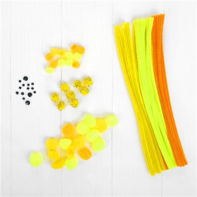 Набор для творчества из проволоки с ворсом, помпонов, глаз №9, МИКС