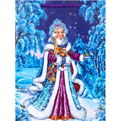 Пакет подарочный новогодний ламинированный, «Снегурочка», 26×12×32 см