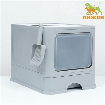 Туалет закрытый 50×40×40 см с выдвижным поддоном, серый