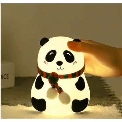 Ночник силиконовый сенсорный с таймером 30мин, Панда с шарфиком