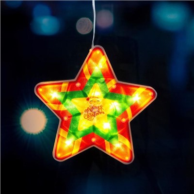 Светодиодная фигура на присоске «Звезда» 19×19 см, пластик, батарейки АААх3 (не в комплекте), свечение тёплое белое