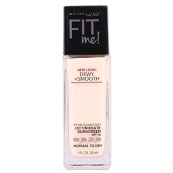 Maybelline, Fit Me, увлажняющая и выравнивающая тональная основа, оттенок 102 «Светлый фарфор», 30 мл
