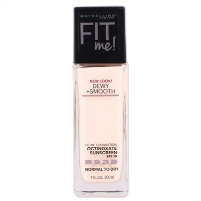 Maybelline, Fit Me, увлажняющая и выравнивающая тональная основа, оттенок 102 «Светлый фарфор», 30 мл