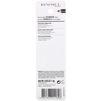 Rimmel London, Профессиональный карандаш для бровей, 001 темно-коричневый, 1,4 г