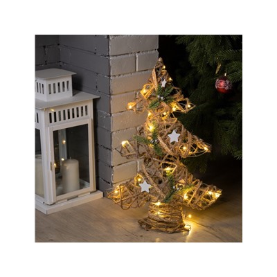 Светодиодная фигура «Ёлка» 38×55×13 см, металл, текстиль, батарейки ААх2 (не в комплекте), свечение тёплое белое