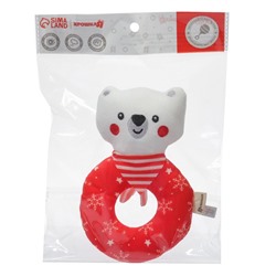 Мягкая погремушка на колечке Крошка Я «Медвежонок. Новогодний», текстиль, в пакете
