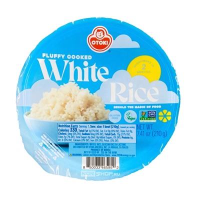 Готовый белый рис Fluffy Cooked White Rice Otoki (Ottogi), Корея, 210 г Акция
