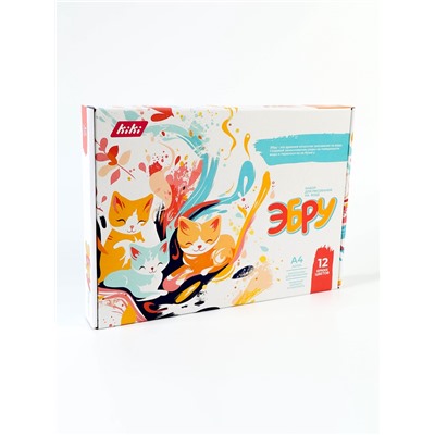 Набор для рисования на воде эбру, 12 цветов, А4