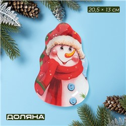 Блюдо сервировочное Доляна «Снеговик-обаяшка», 20.5×13 см, стекло