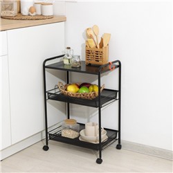 Этажерка «Ладья 33КС», 3 яруса, 45×30×65 см, чёрная