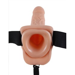 Телесный полый страпон Hollow Strap-On with Balls - 18,9 см.