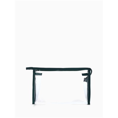 Набор простых косметичек на молниях 2 в 1, с рисунком, тёмно-зелёный